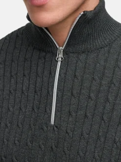 Kronstadt Herren Strickpullover - KSCable Half-Zip in anthrazit