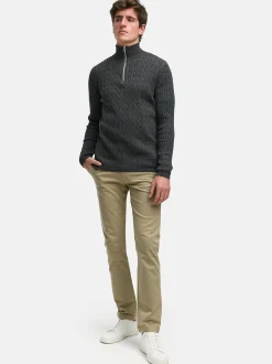 Kronstadt Herren Strickpullover - KSCable Half-Zip in anthrazit