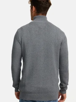 Kronstadt Herren Strickpullover - KSCarlo Half-Zip in hellgrau grau