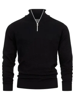 Kronstadt Herren Strickpullover - KSCarlo Half-Zip in schwarz
