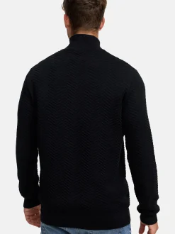 Kronstadt Herren Strickpullover - KSCarlo Half-Zip in schwarz