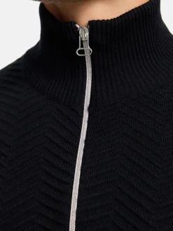 Kronstadt Herren Strickpullover - KSCarlo Half-Zip in schwarz