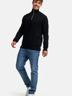 Kronstadt Herren Strickpullover - KSCarlo Half-Zip in schwarz