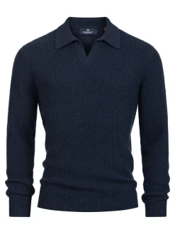 Kronstadt Herren Strickpullover - KSCrombie polo knit in blau