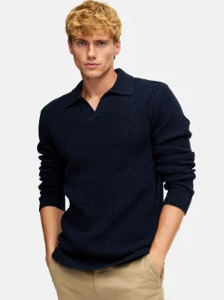 Kronstadt Herren Strickpullover - KSCrombie polo knit in blau
