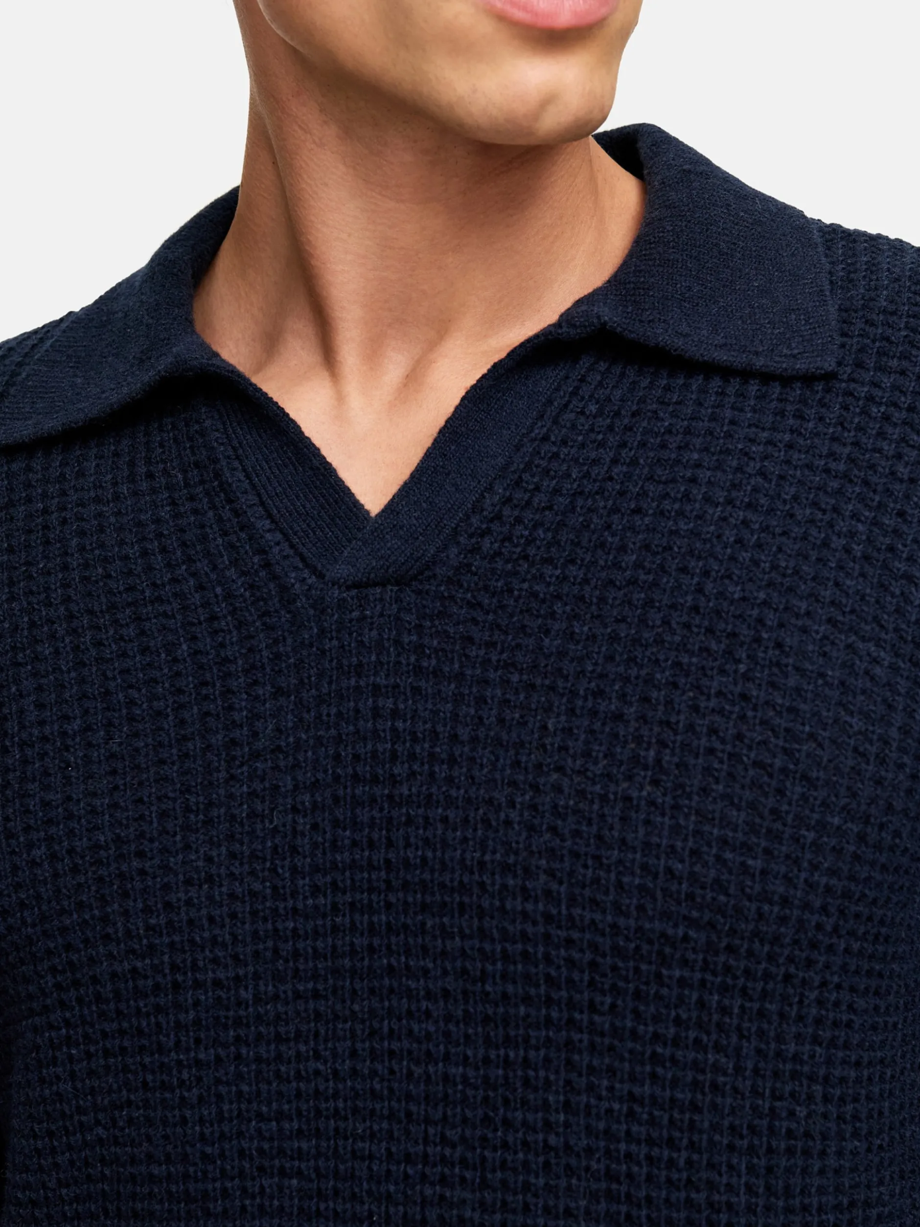 Kronstadt Herren Strickpullover - KSCrombie polo knit in blau