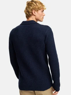 Kronstadt Herren Strickpullover - KSCrombie polo knit in blau