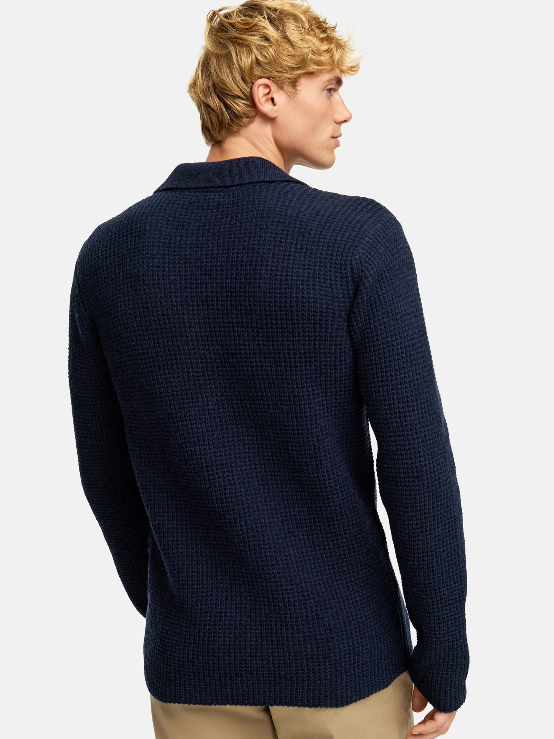 Kronstadt Herren Strickpullover - KSCrombie polo knit in blau