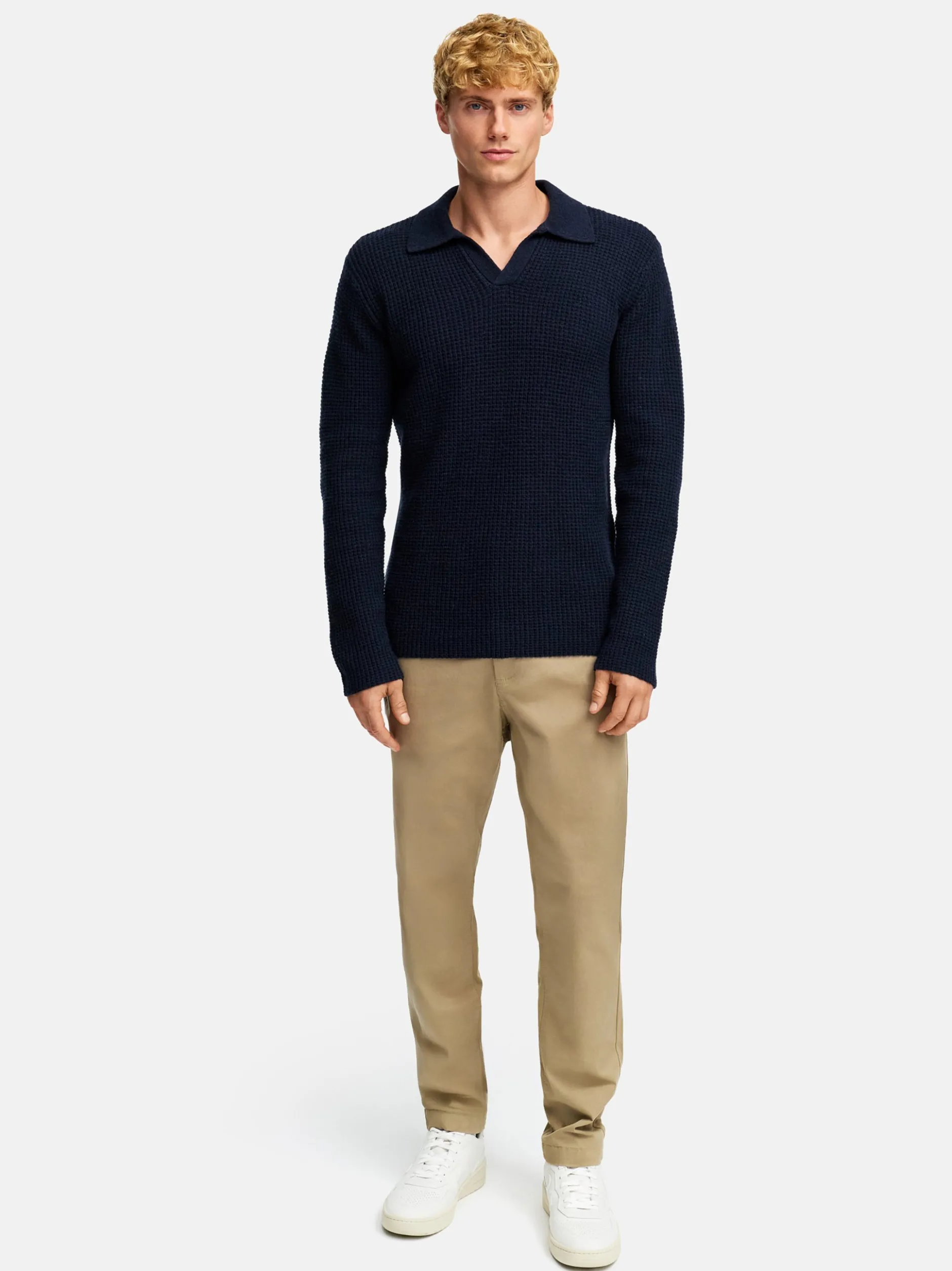Kronstadt Herren Strickpullover - KSCrombie polo knit in blau