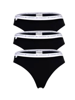 Lacoste Damen String 3er Pack in schwarz