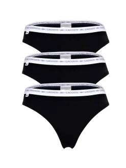 Lacoste Damen String 3er Pack in schwarz