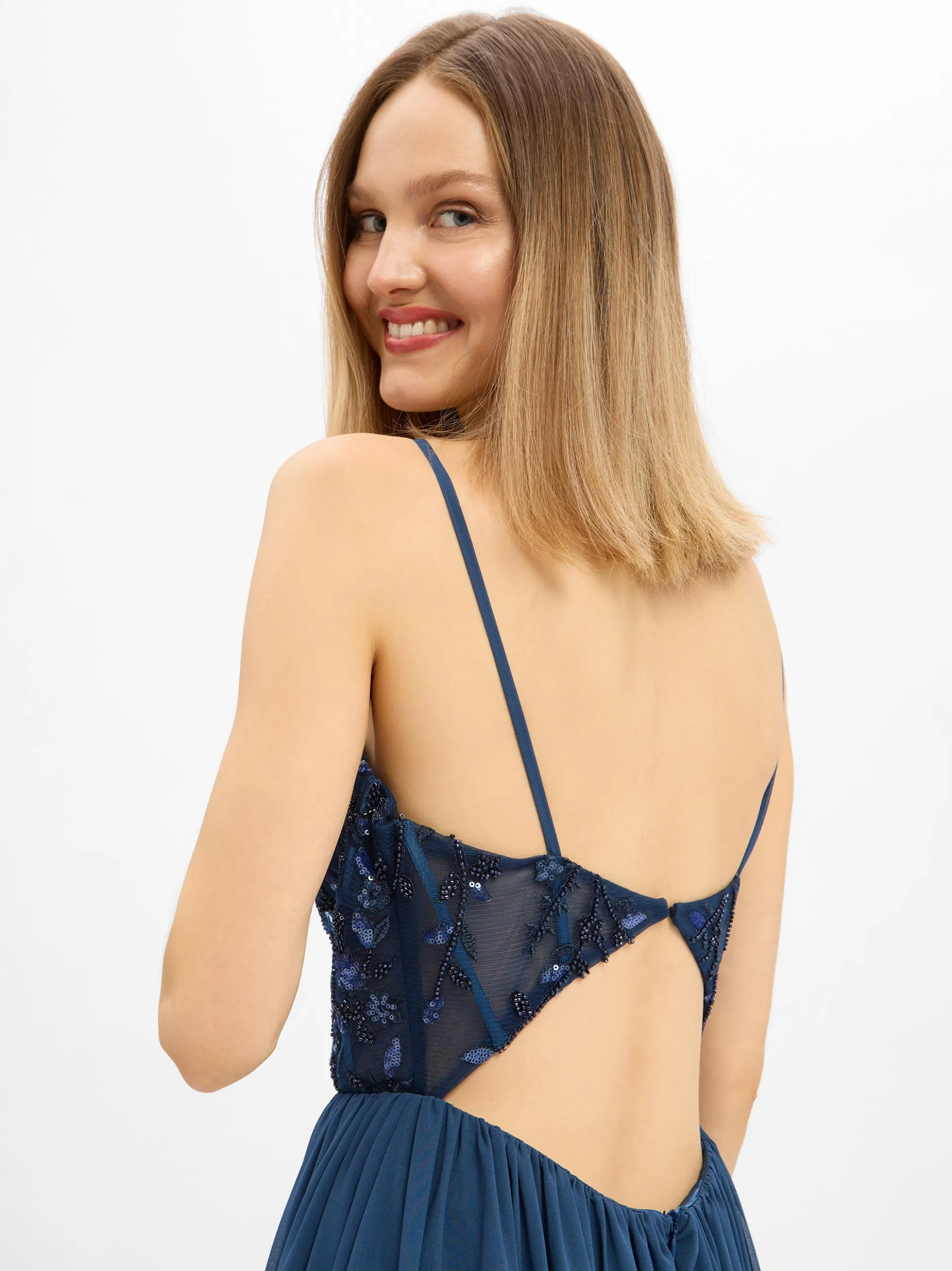 Laona Damen Abendkleid in marine - Ärmel: ohne Arm