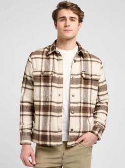 Lee Herren Hemdjacke in beige braun - Ausschnitt: Kent