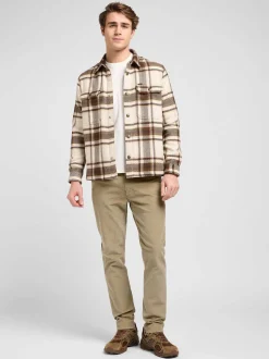 Lee Herren Hemdjacke in beige braun - Ausschnitt: Kent