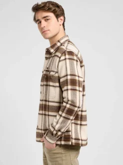 Lee Herren Hemdjacke in beige braun - Ausschnitt: Kent