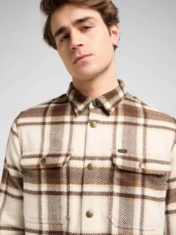 Lee Herren Hemdjacke in beige braun - Ausschnitt: Kent