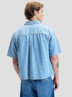 Lee Herren Kurzarmhemd in light stone - Ausschnitt: Kent