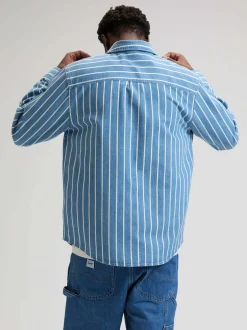 Lee Herren Langarmhemd - Workwear in blau weiß