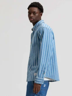 Lee Herren Langarmhemd - Workwear in blau weiß