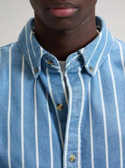 Lee Herren Langarmhemd - Workwear in blau weiß