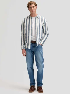 Lee Herren Leinenhemd - Lee in blau - Ausschnitt: Kent