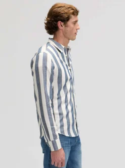 Lee Herren Leinenhemd - Lee in blau - Ausschnitt: Kent