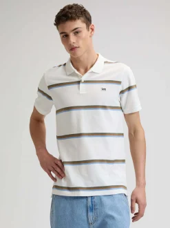 Lee Herren Poloshirt in weiß blau - Ärmel: kurzarm