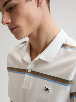 Lee Herren Poloshirt in weiß blau - Ärmel: kurzarm