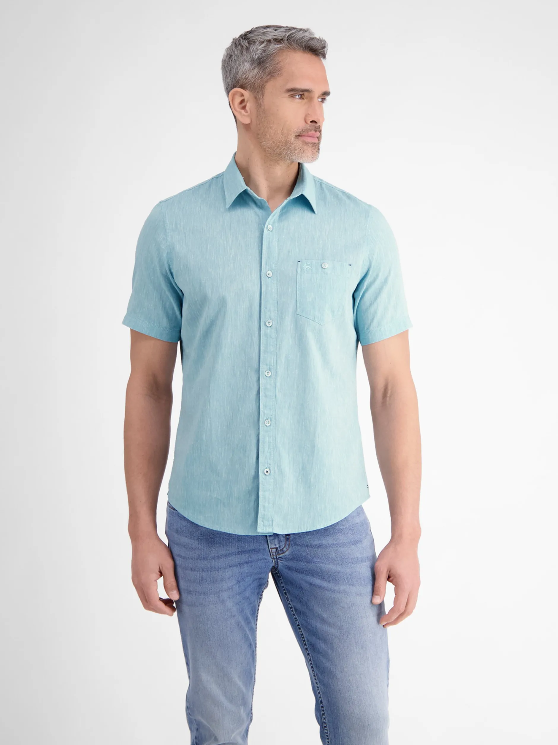 LERROS Herren Kurzarmhemd in blau