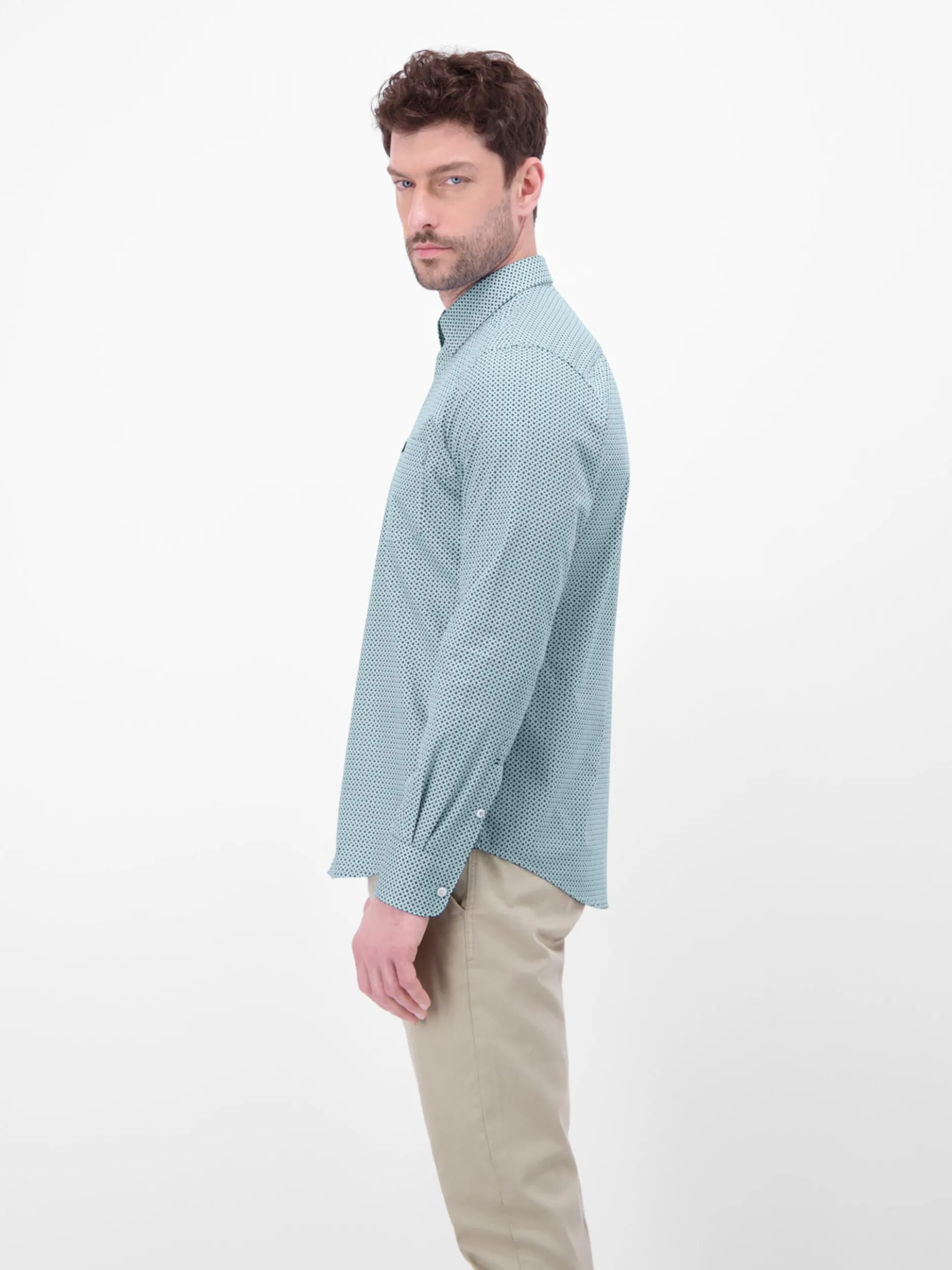 LERROS Herren Langarmhemd in blau