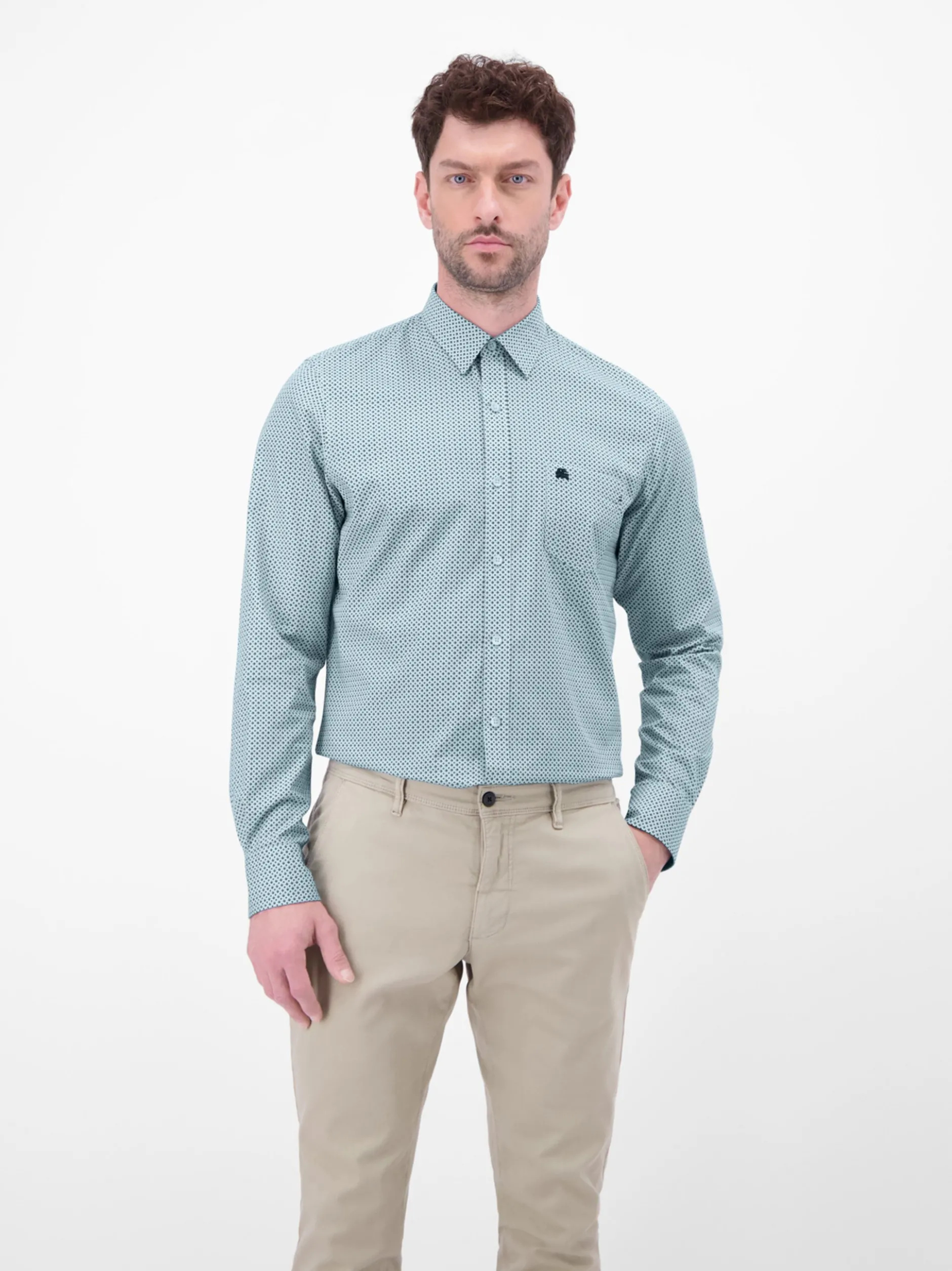 LERROS Herren Langarmhemd in blau