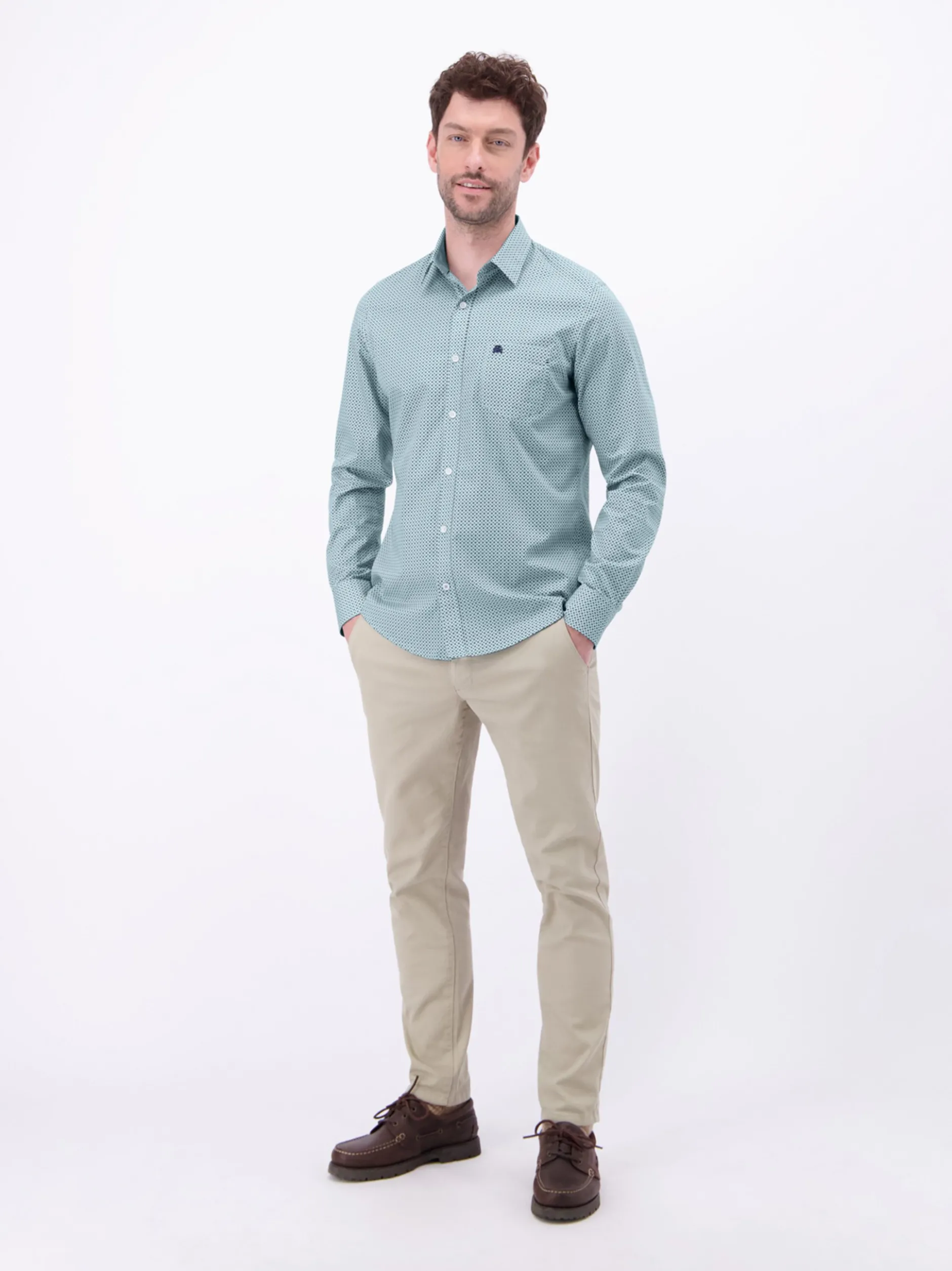 LERROS Herren Langarmhemd in blau