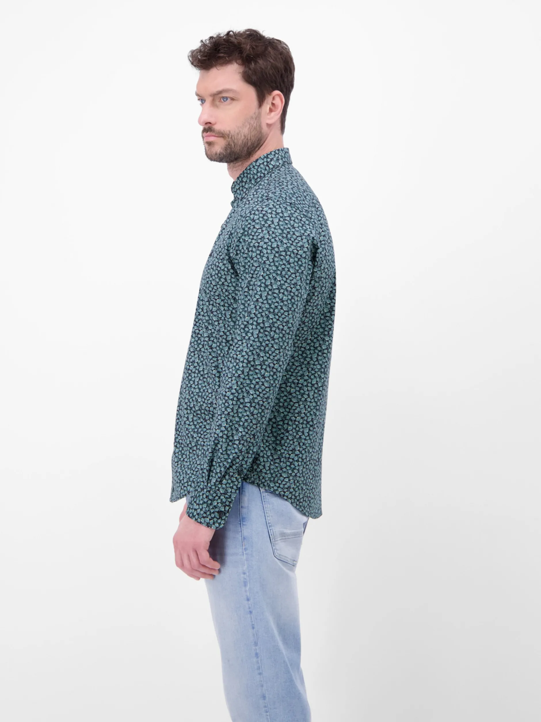 LERROS Herren Langarmhemd in blau