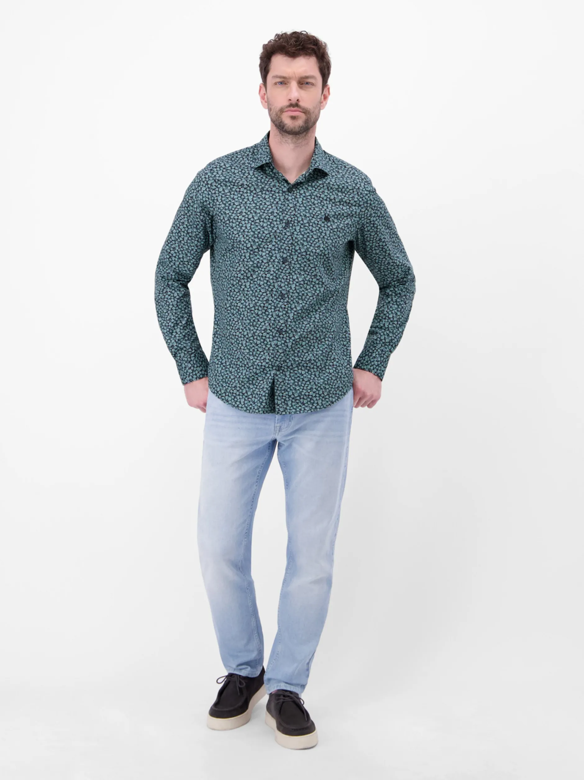LERROS Herren Langarmhemd in blau