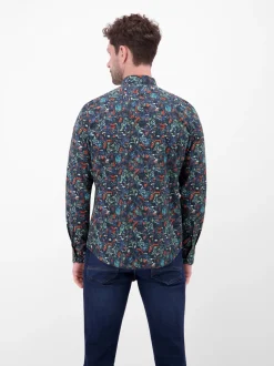LERROS Herren Langarmhemd in blau