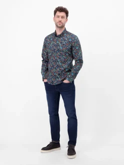 LERROS Herren Langarmhemd in blau
