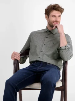LERROS Herren Langarmhemd in blau