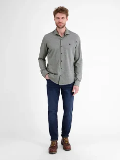 LERROS Herren Langarmhemd in blau