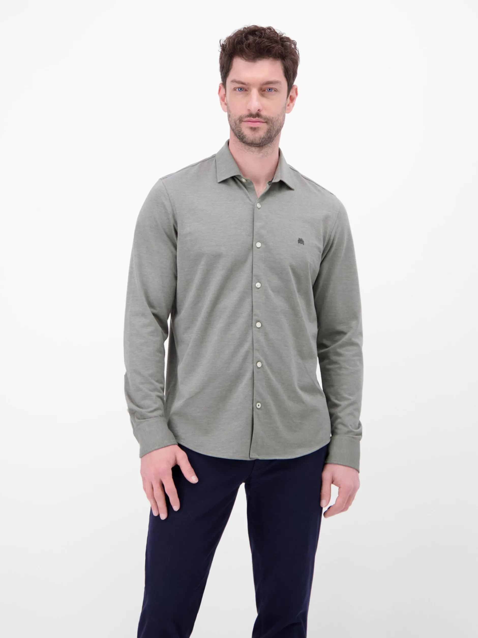 LERROS Herren Langarmhemd in grau