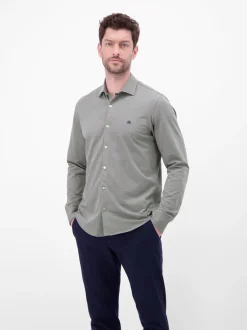 LERROS Herren Langarmhemd in grau