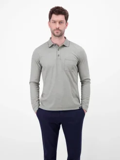 LERROS Herren Langarm-Poloshirt in grau