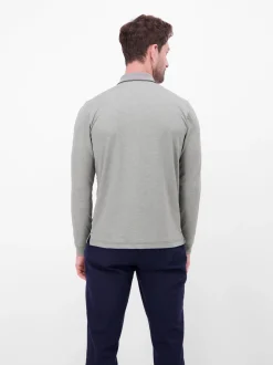 LERROS Herren Langarm-Poloshirt in grau