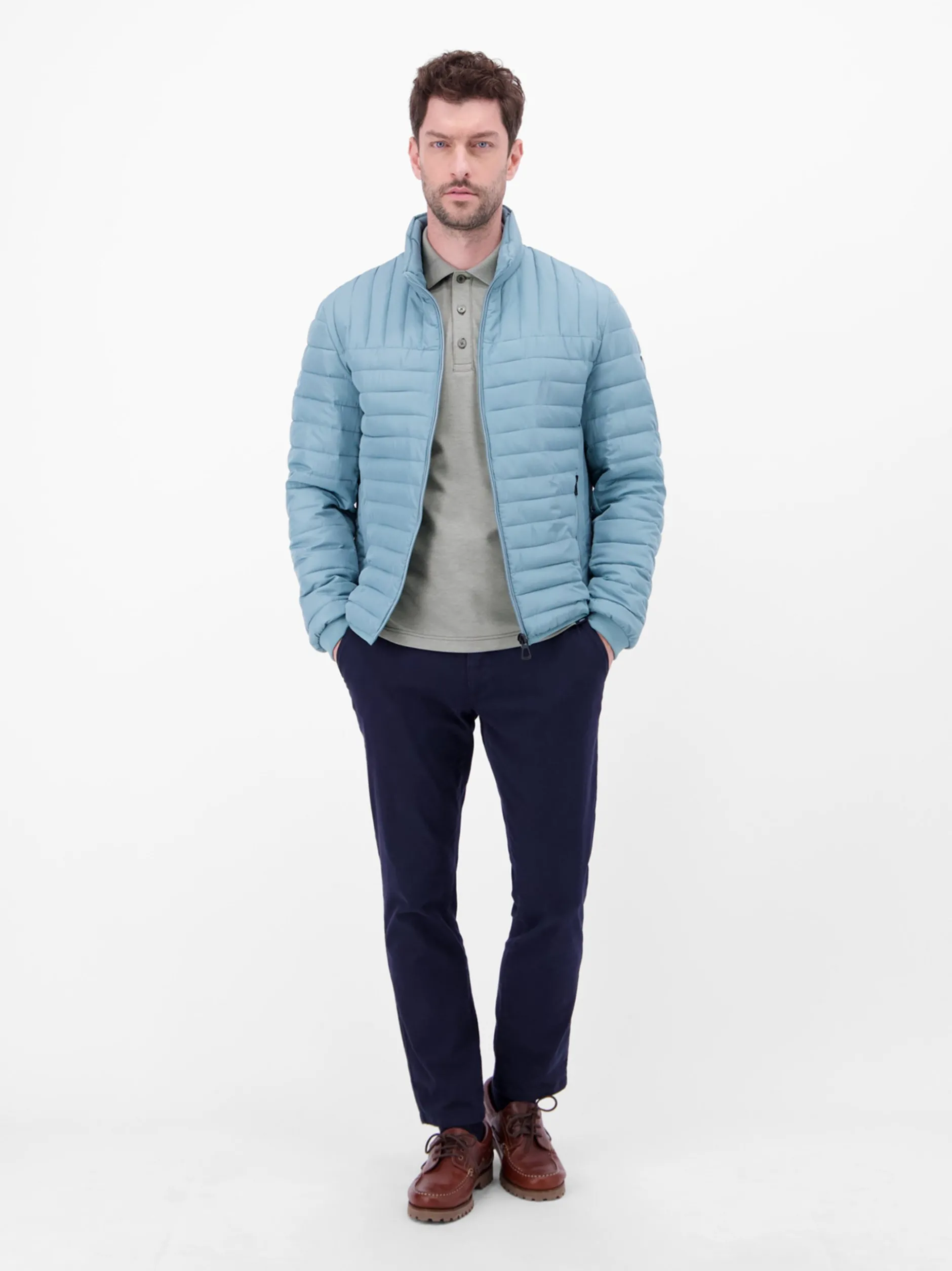 LERROS Herren Langarm-Poloshirt in grau