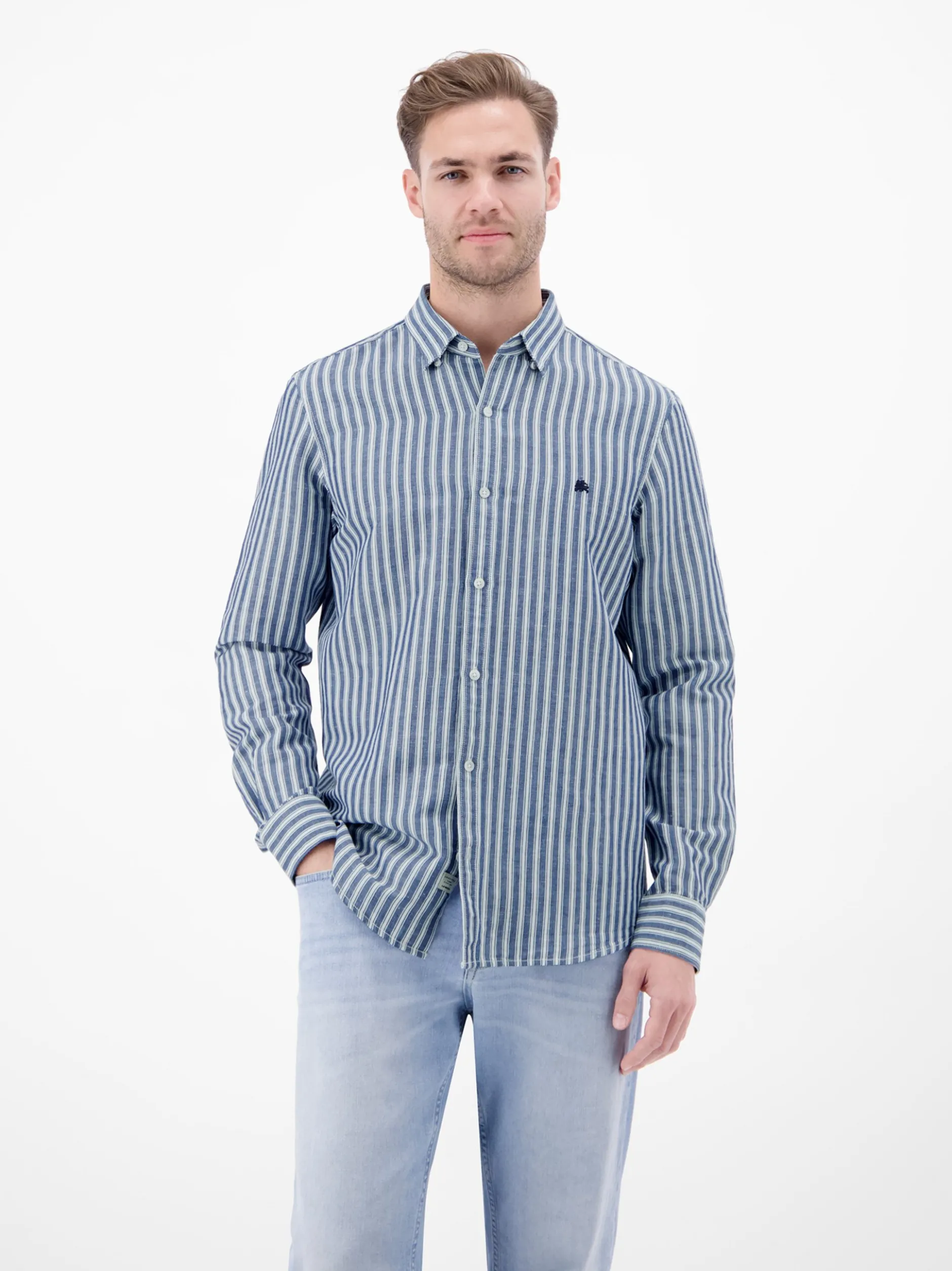 LERROS Herren Leinenhemd in blau