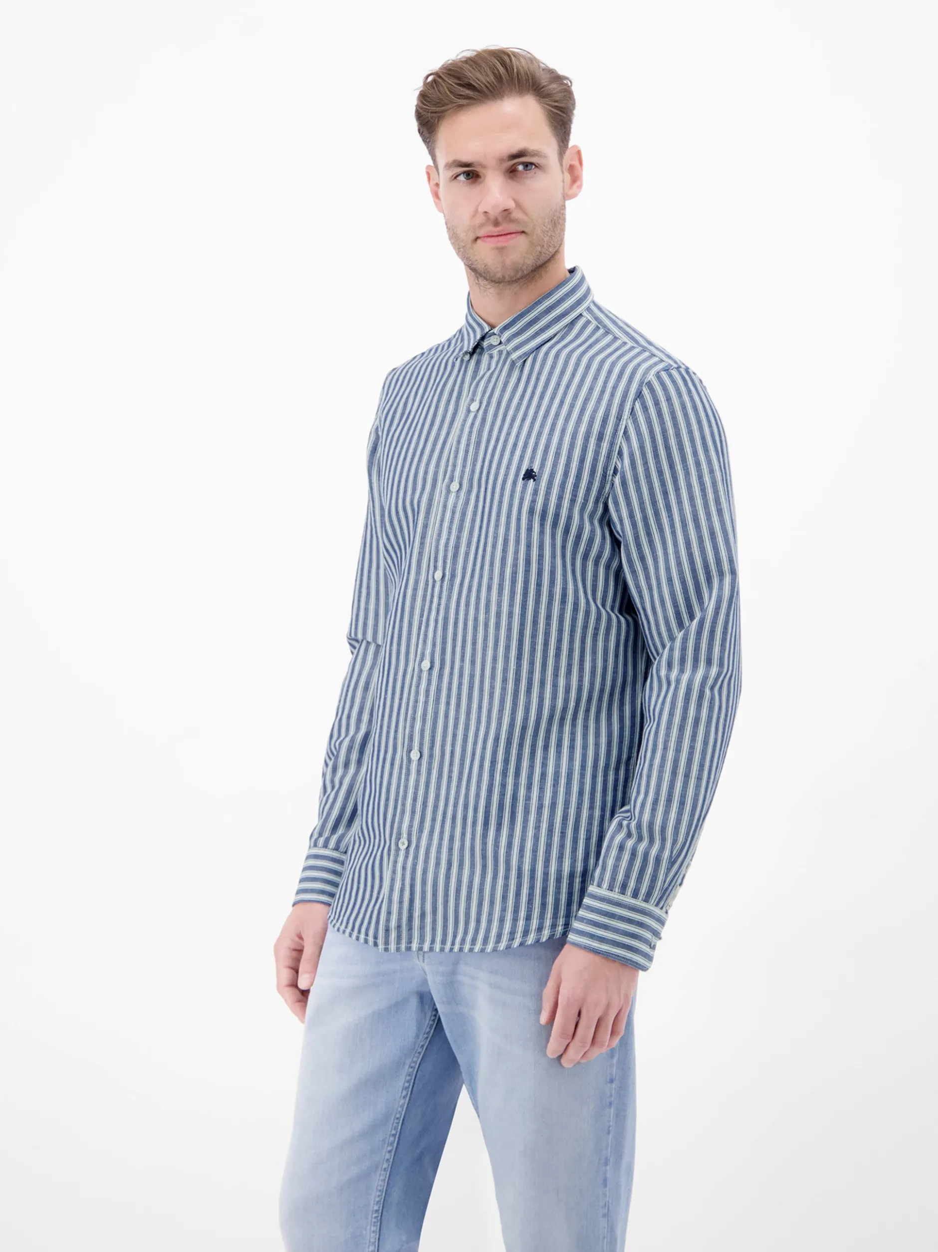LERROS Herren Leinenhemd in blau
