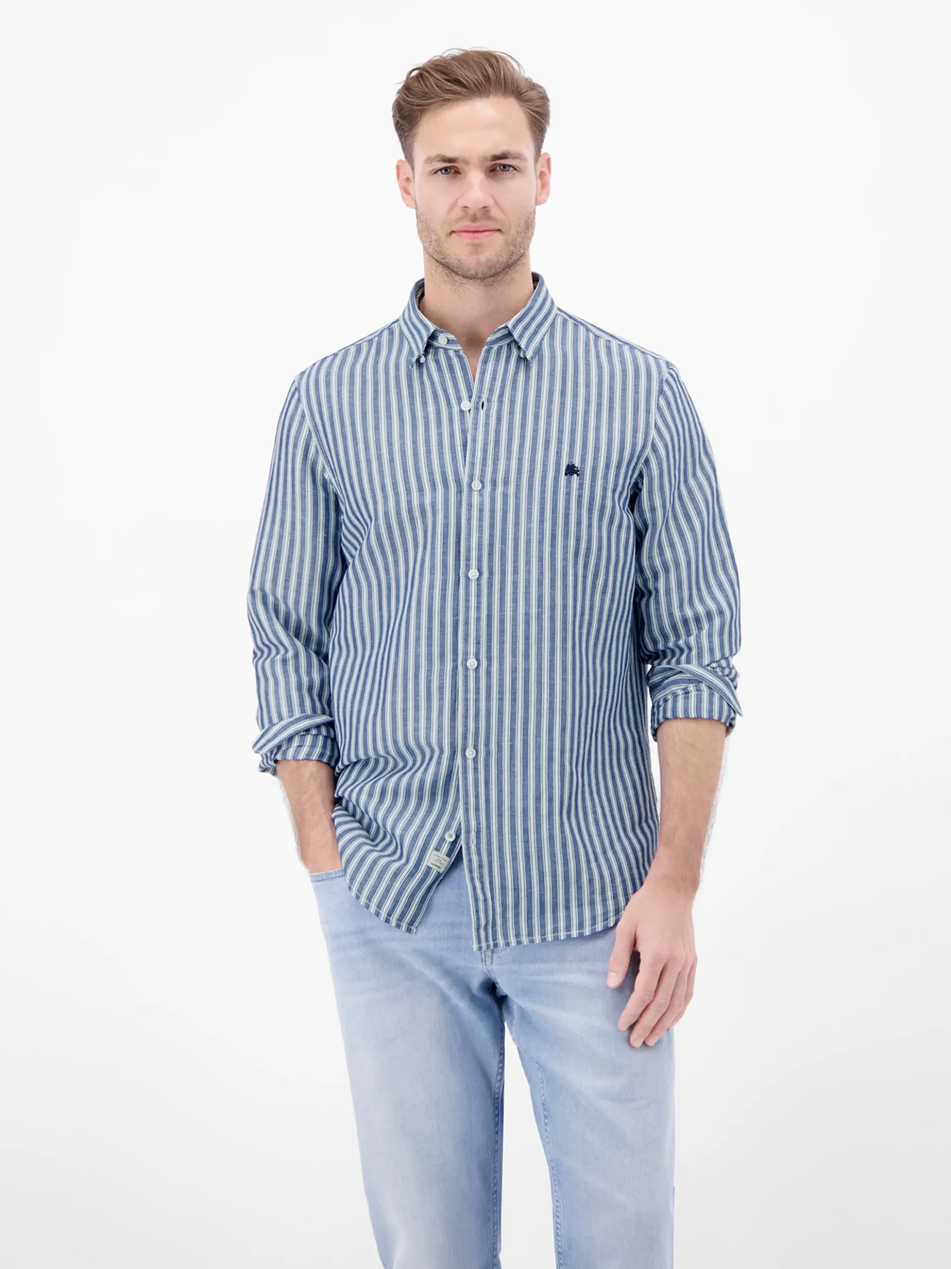 LERROS Herren Leinenhemd in blau