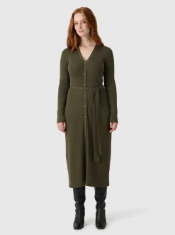 Les Lunes Damen Jerseykleid in grün - Länge: midi