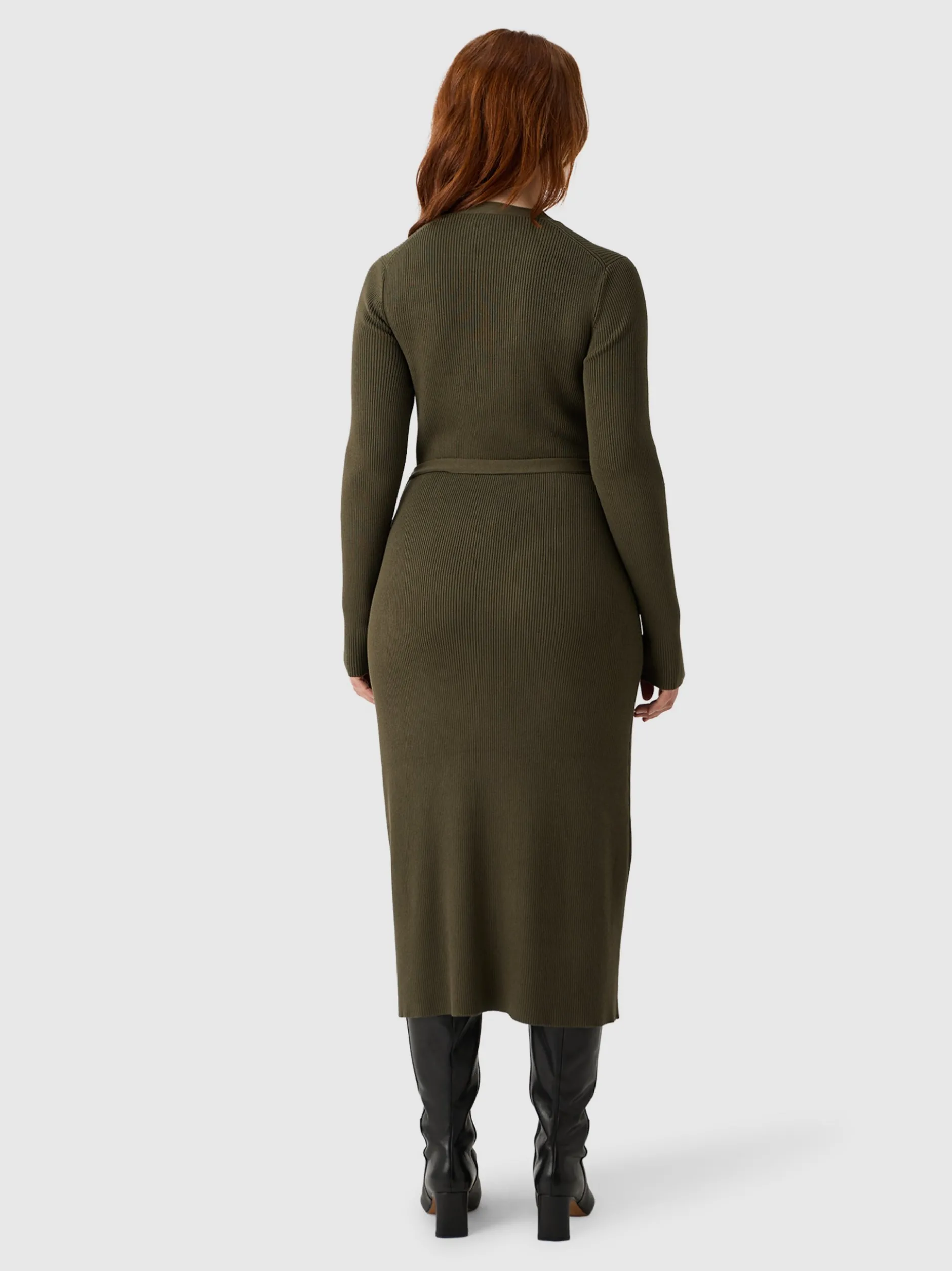 Les Lunes Damen Jerseykleid in grün - Länge: midi