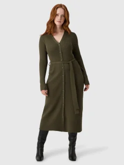 Les Lunes Damen Jerseykleid in grün - Länge: midi