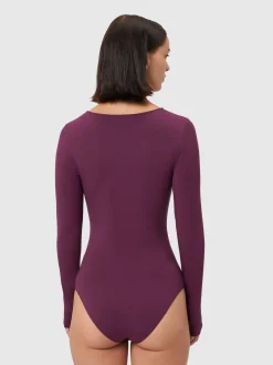 Les Lunes Damen Langarmbody in lila - Ärmel: langarm